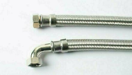 112576* - Flexibele aansluitslang RVS DN20 3/4" binnendraad x 3/4" binnendraad haaks