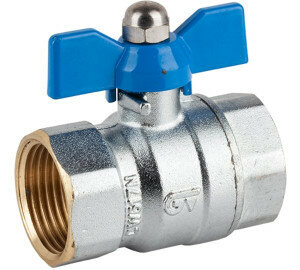 3035-03 - Ball valve 3/8" brass bi.xfemale thread. PN25 butterfly handle