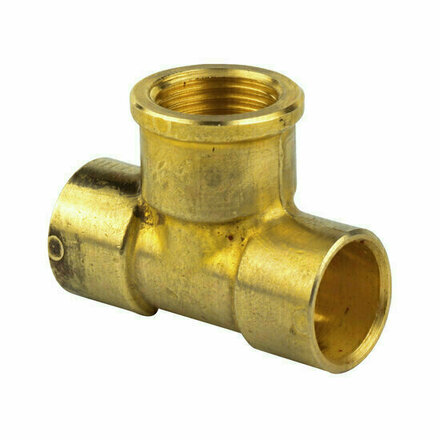130GC141514 - messing T-stuk 130GC Ø14 koper × 1/2" binnendraad × Ø14 koper