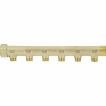 CCOMP146 - messing modulaire verdeler 1"1/4 buitendraad × binnendraad, 6 uitgangen