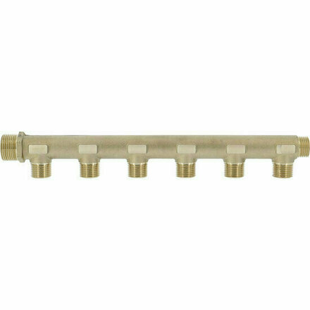 CCOMP46 - messing modulaire verdeler 3/4" buitendraad × buitendraad, 6 uitgangen