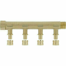 GCOL4416 - messing modulaire verdeler met geïntegreerde fittingen 3/4" voor PER-buis 13×16, 4 uitgangen, type SERTIGLISS