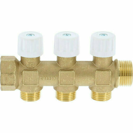 SANR42 - messing sanitaire verdeler met geïntegreerde kranen 3/4", 2 uitgangen compact