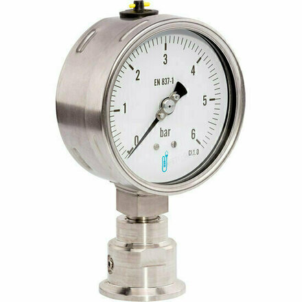 2385RV11S343D - RVS manometer 2385 met membraanscheider Ø100 0/2,5 bar gelast radiaal
