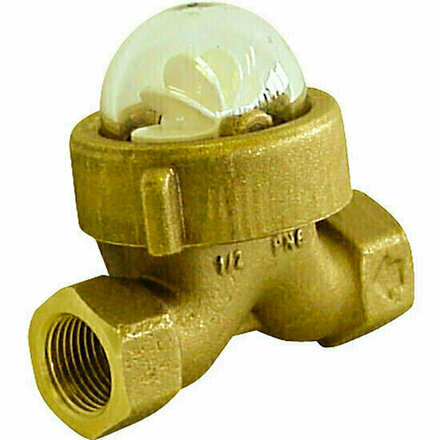 221004 - Kijkglas Messing C156 BSP 1/2" met vinnen polycarbonaat koepel