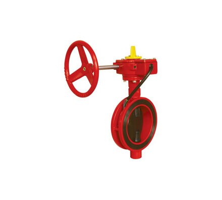2113-13 - Genebre GY vlinderklep DN125 flens rood UL/FM Gearbox met limit switch