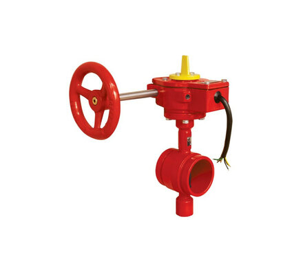 2114-12 - Genebre GY vlinderklep groef 114.3mm rood UL/FM Gearbox met limit switch