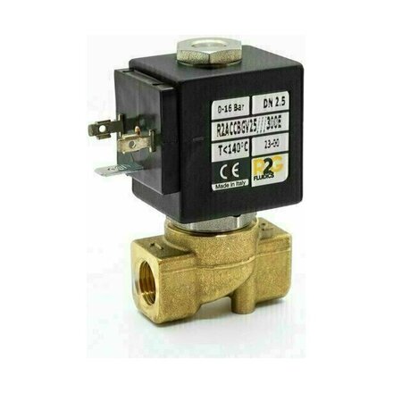 R2ACCBGV45 - Messing direct gest. 2/2 magneetventiel 1/4" 0-14bar N.C. FKM (Viton)