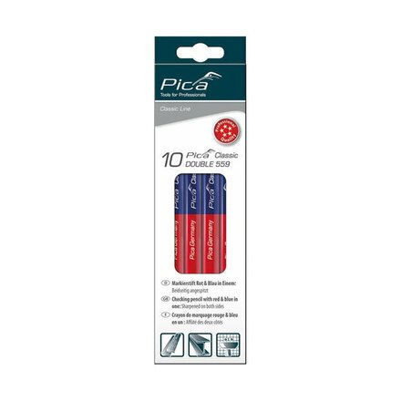 559-10 - Pica 559 Dubbel potlood - rood/ blauw - 175 mm 10st