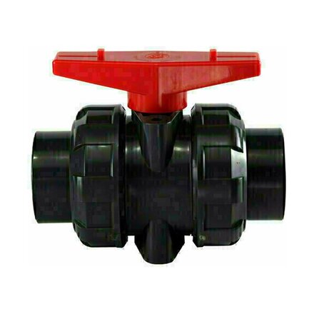 51PVC-Lever - ADL Kogelkraan PVC 3/4" / 25mm met hendel / EPDM 2x inwendig lijmmof / 2x wartel