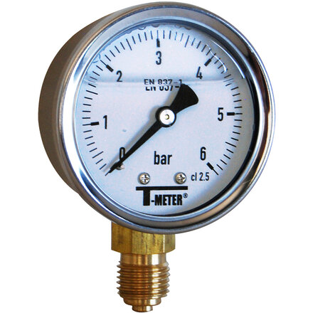 1612003 - Manometer 1612 RVS glycerinegevuld radiaal Ø50 BSPP 1/4" klasse 2,5 0/2,5 bar