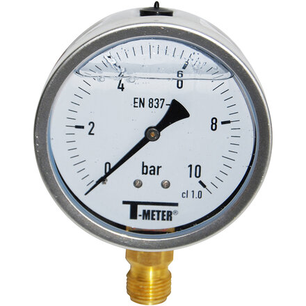 1615008 - Manometer 1615 RVS glycerinegevuld radiaal Ø100 BSPP 1/2" klasse 1 0/25 bar