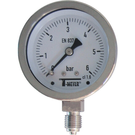 1616005 - Manometer 1616 RVS droog radiaal Ø63 BSP 1/4" klasse 1,6 0/6 bar