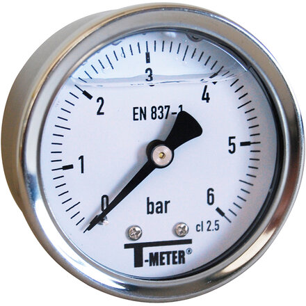 1622005 - Manometer 1622 RVS glycerinegevuld axiaal Ø50 BSPP 1/4" klasse 2,5 0/6 bar