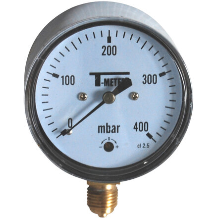 1633001 - Manometer 1633 RVS droog radiaal Ø63 BSPP 1/4" klasse 2,5 0/60 mbar (gascapsule)