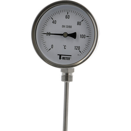 1681001 - Thermometer 1681 RVS radiaal Ø100 BSP 1/2" dompelbuis 100mm -30/+50°C