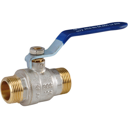 529003 - Kogelkraan 529 Messing 3/8" MM BSPP PN25 full bore blauwe stalen hendel