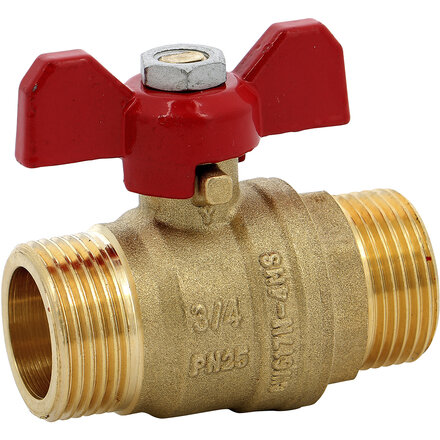 573005 - Kogelkraan 573 Messing 3/4" MM BSPP PN25 vlindergreep