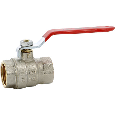 580005 - Kogelkraan 580 Messing 3/4" FF BSPP PN30 full bore rode stalen hendel