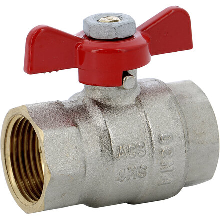586005 - Kogelkraan 586 Messing 3/4" FF BSPP PN30 full bore vlindergreep