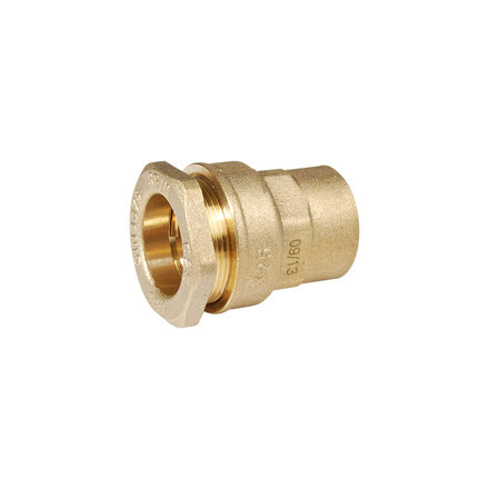 810075 - Rechte koppeling 810 Messing Ø75 PE × 21/2" binnendraad voor PE-buis