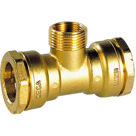 865090 - T-stuk 865 Messing Ø90 PE binnen/buitendraad voor PE-buis