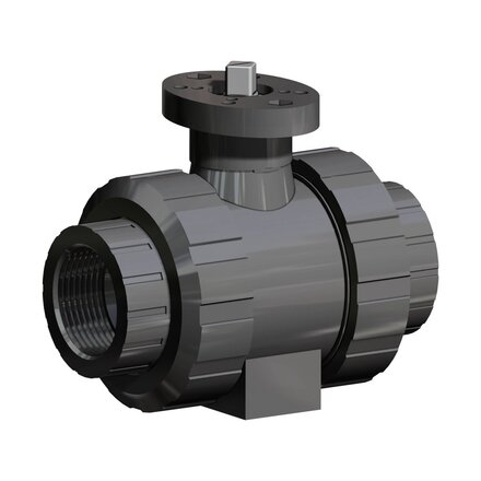 L616P761 - Omal kogelkraan 2-weg PVC DN80 (G3") - LIJM - Hand bediend - PN 16 - serie V616