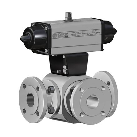 ST211E03ABA0AEQNV000AFNA0 - Omal THOR 3-weg kogelkraan DN80 (3") L-port PN 16 RVS 316 - SR pneumatisch