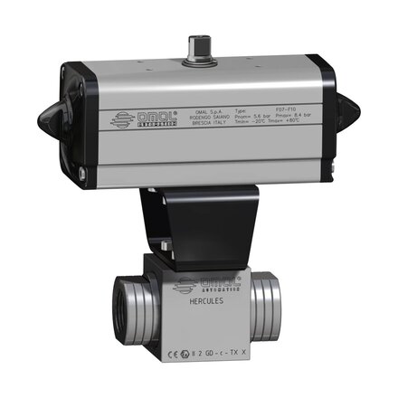 DHA4BABAB05AFEA0 - Omal HERCULES hoge-druk kogelkraan DN20 (¾") PN 400 RVS 316/316L - DA actuator, voor zelfsmerende media, BSP