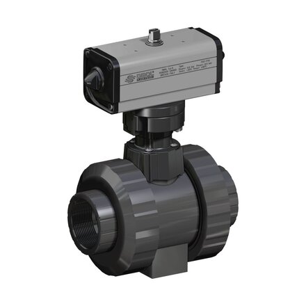 DG616H088 - Omal kogelkraan PVC DN40 (lijmmof) - Pneumatisch DA - serie 616