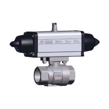 S430H408 - Omal 2-weg kogelkraan RVS item 430 2-delig DN40 (Rp 1 1/2") ISO 7/1 - SR pneumatisch