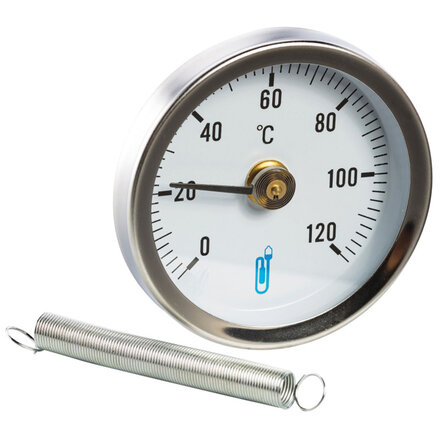 TR - thermometer 120 d63, met veerklem voor buis tot 1"