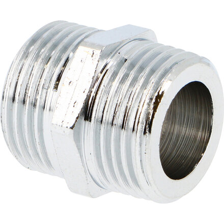 280G20CH - Dubbele nippel 280G Verchroomd messing 3/4" buitendraad
