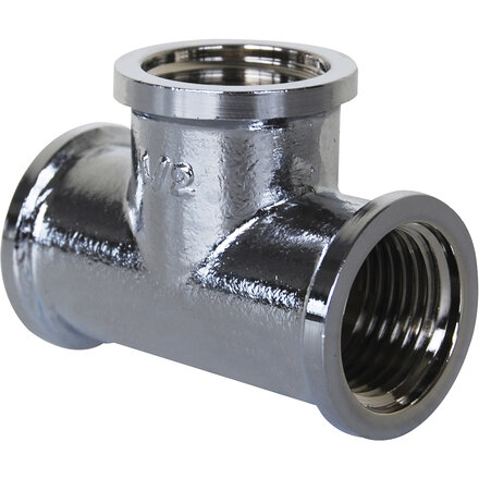 130G12CH - T-stuk 130G Verchroomd messing 3/8" binnendraad