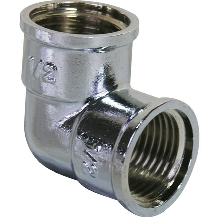 90G12CH - Bocht 90G Verchroomd messing 3/8" binnendraad