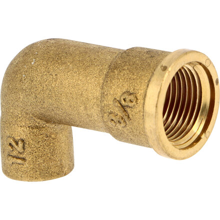 90GC1515L - Bocht 90GC Messing Ø15 koper × 1/2" binnendraad lange uitvoering