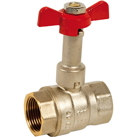 617005 - Kogelkraan 617 Messing 3/4" FF BSPP verlengde spindel, vlindergreep