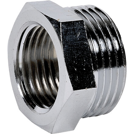 243G1512CH - Nippel 243G Verchroomd messing 1/2" buitendraad × 3/8" binnendraad