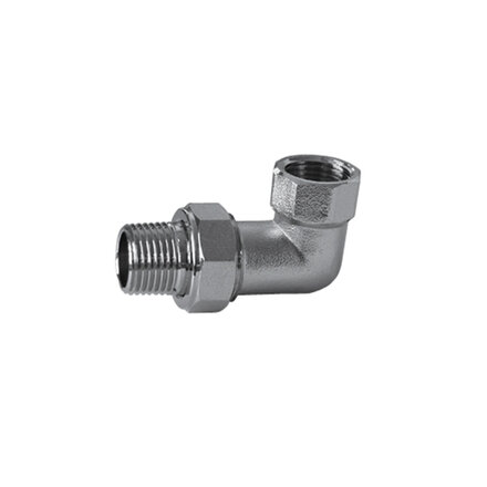 CU15N - Bochtkoppeling Vernikkeld messing CU 1/2" conisch dichtend