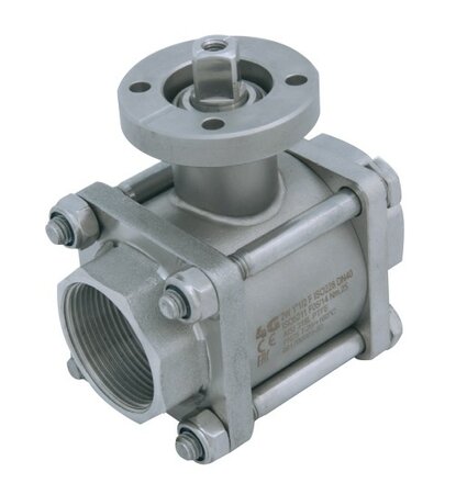 533004 64410 - 4G Ghidini 2-weg 3-delige kogelkraan RVS 316L, ISO 5211-top, NPT-binnendraad, maat 2"1/2, DN65, PN25, F07-17