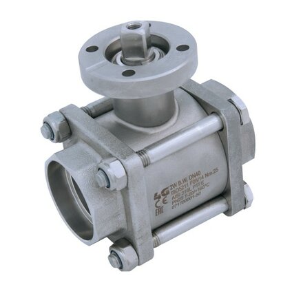 533040 63410 - 4G Ghidini 2-weg 3-delige kogelkraan RVS 316L, ISO 5211-top, Moflasaansluiting, DN40, PN25, F05-14