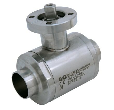553042 6W910 - 4G Ghidini 2-weg 3-delige kogelkraan RVS 316L, Stuiklasaansluiting ISO 1127, DN80, PN16, F07-17, buismaat 88,90X2,00, omsluitende