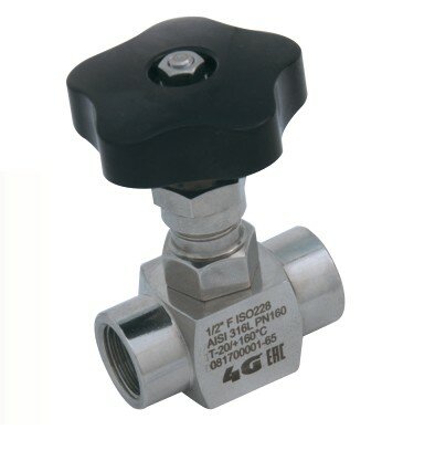 658001 63000 - 4G Ghidini naaldventiel, RVS 316L handwiel, ISO 228 binnendraad, maat 1"1/4, DN16, PN100