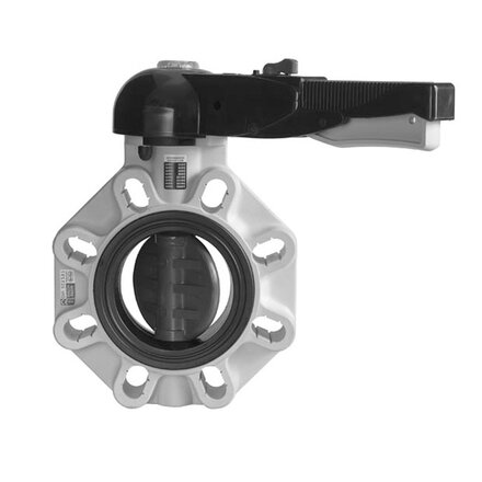FKOVLM090F - FIP Vlinderklep PVC-U FKOV FKM flens d90 (DN80)