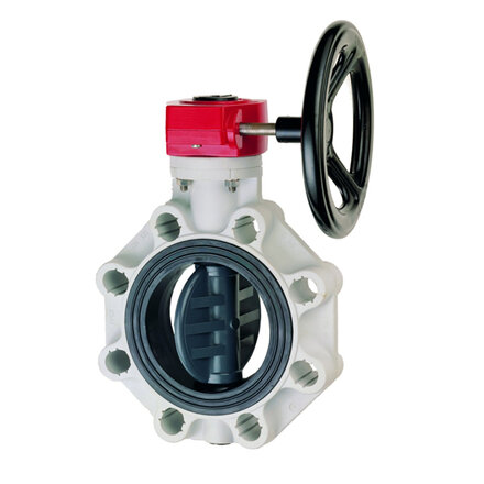 FKOVRM075F - FIP Vlinderklep PVC-U FKOV FKM flens d75 (DN65) wormwielkast