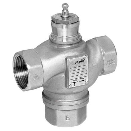 H315S-G - Belimo Roestvrijstalen regelafsluiter, 3-weg, DN 15, Binnendraad, Rp 1/2", PN 25, ps 2500 kPa, Kvs 1.6 m³/h, Mediumtemperatuur 0...130°C