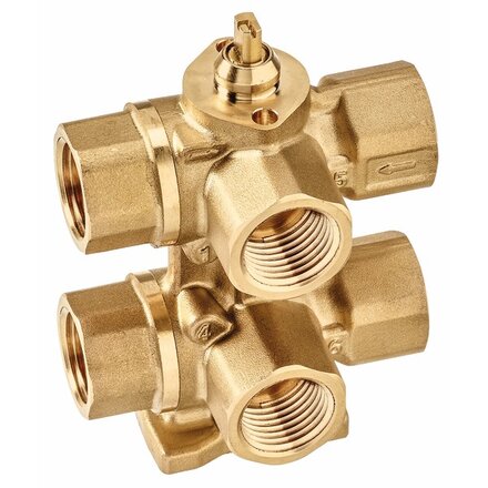 R3015-P4-P4-B1 - Belimo Regelkogelkraan, 6-weg, DN 15, Rp 1/2", PN 16, Kvs1 0.4 m³/h, Kvs2 0.4 m³/h, Debiet schijf: Messing