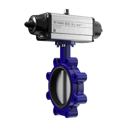 SG887XE074 - Omal Kraven vlinderklep LUG DN150 - Pneumatisch SR - brons-aluminium disc / liner EPDM - opvolger van SG387XE74