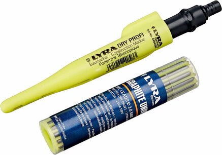 Lyra Dry Profi bouwmarker met slijper en clip, 12 universele grafiet vullingen in 2B - L4498103 