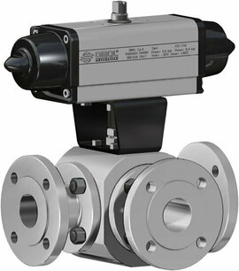 Thor Split Body 3 ways 4 seals,3 weg,  ,RVS ,  Omal Kogelkraan,pneumatisch bediend,SR,  - L - ,L Port,G1 1/2 - DN40 / ANSI 150 ST208104ABA0AEQNV000AFKA0